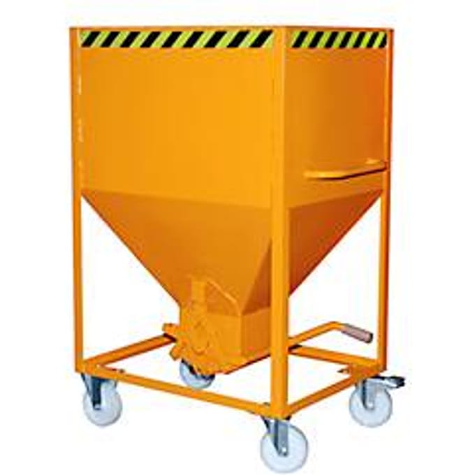 Silocontainer type SR 600, wielen, inhoud 600 liter, oranje RAL 2000