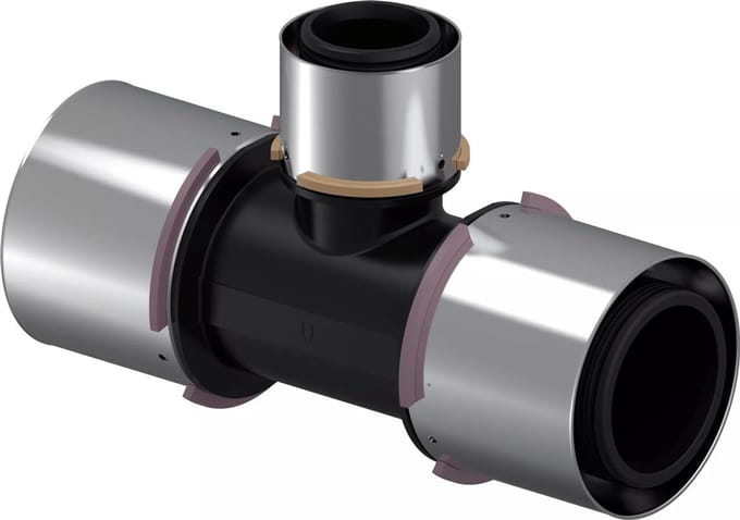 Uponor S-Press Plus T-Stuk Verlopend - 75 x 50 x 75 mm - Kunststof PPSU Perskoppeling