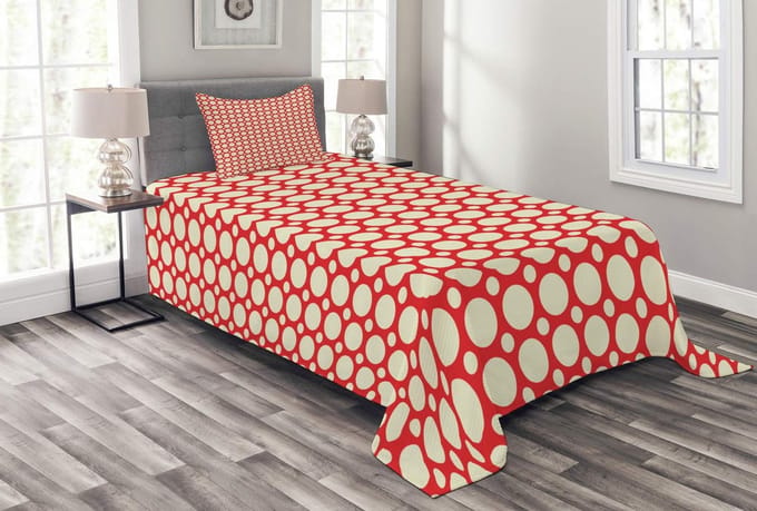 ABAKUHAUS Geometrische bedspreien-set – 170×220 cm – Polkadots, multicolor