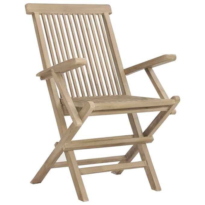 vidaXL - Opklapbare - stoelen, - 2 - stuks, - grijs, - 56x61x89 - cm, - massief - teakhout