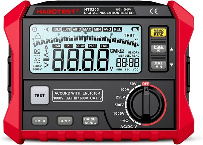 Isolatieweerstand Tester - Megohmmeter Digitaal - Elektrische Inspectie - Variabele Testspanning - Tot 200 GΩ
