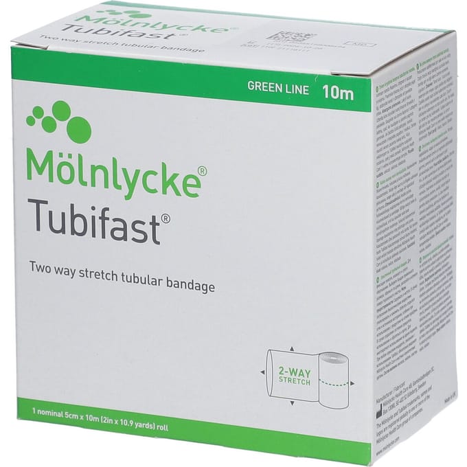 Tubifast 2-way stretch elastisch buisverband Groen (10M x 5CM)