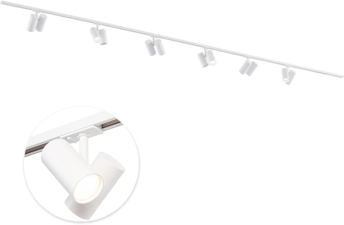Qub Viror Railverlichting - Wit - 400 cm - I-Vorm - 6x Viror Duo - Dimbaar - Complete Set