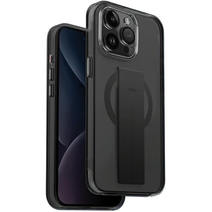 UNIQ Heldro Mag Strap Back Cover met MagSafe voor Apple iPhone 15 Pro Max - Zwart
