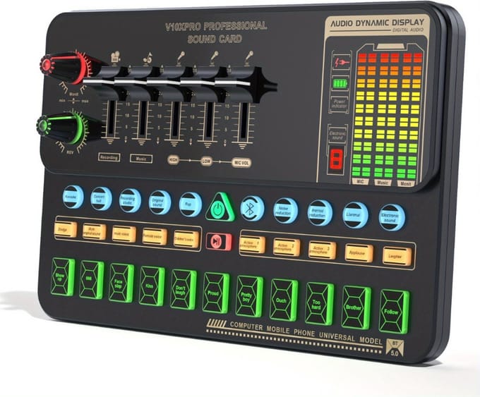 Nivard Audio Mixer - Mengpaneel - DJ - Mixer - Gaming - Met LED Lamp - Met Microfoon - Set