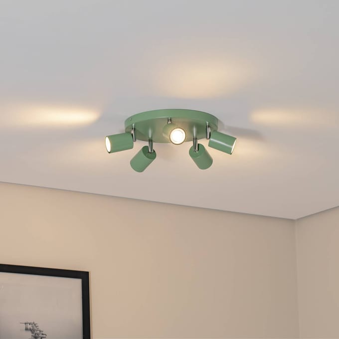 Luminex Plafondspot Fun, lichtgroen, Ø 30 cm, verstelbaar, GU10