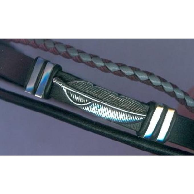 Twice As Nice Armband in edelstaal, 3 rijen, veer 21cm