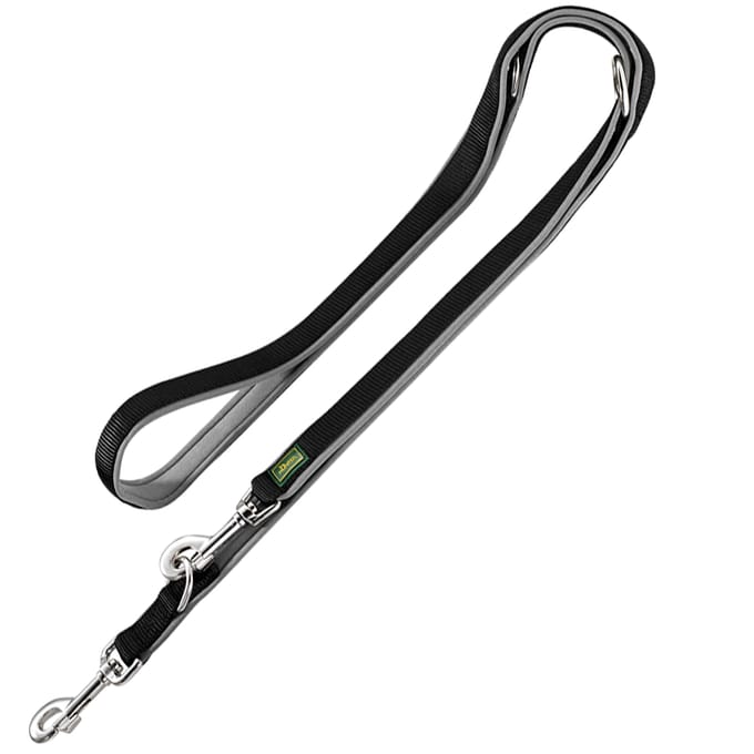 Hunter Trainingslijn Neopren Nylon Zwart&Grijs - Hondenriem - 200x2 cm