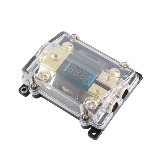 Universele Auto Auto Zekeringhouder 100A LED Digitaal 1 in 2 Uit Audio Versterker Zekeringhouder beige
