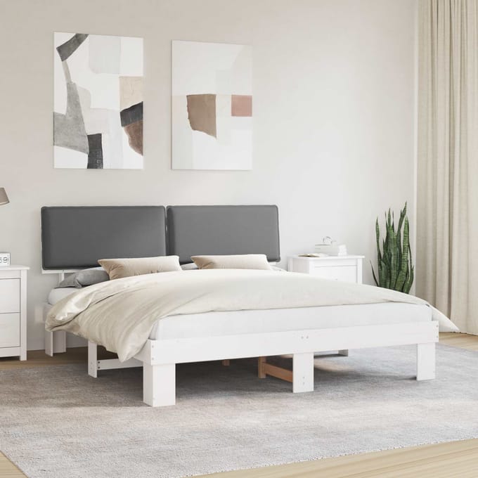 vidaXL - Bedframe - met - Gevoerde - Hoofdbord - Lichtgrijs - 180 - x - 200 - cm
