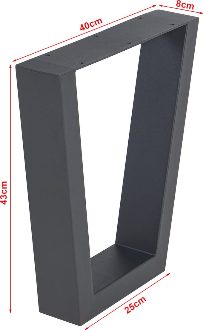Stalen onderstel Lalling set van 2 tafelpoot 43x25/40 cm zwart [en.casa]
