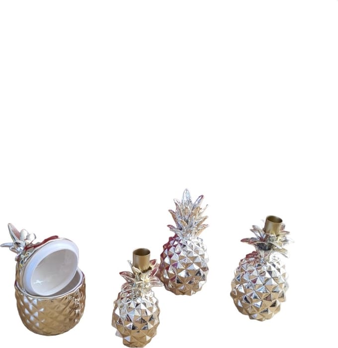 Mica Decorations Decoratieve Ananas Goud ,Set van 4