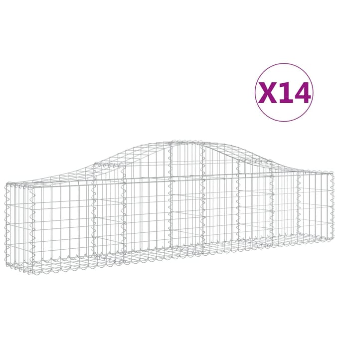 vidaXL - Schanskorven - 14 - st - gewelfd - 200x30x40/60 - cm - gegalvaniseerd - ijzer