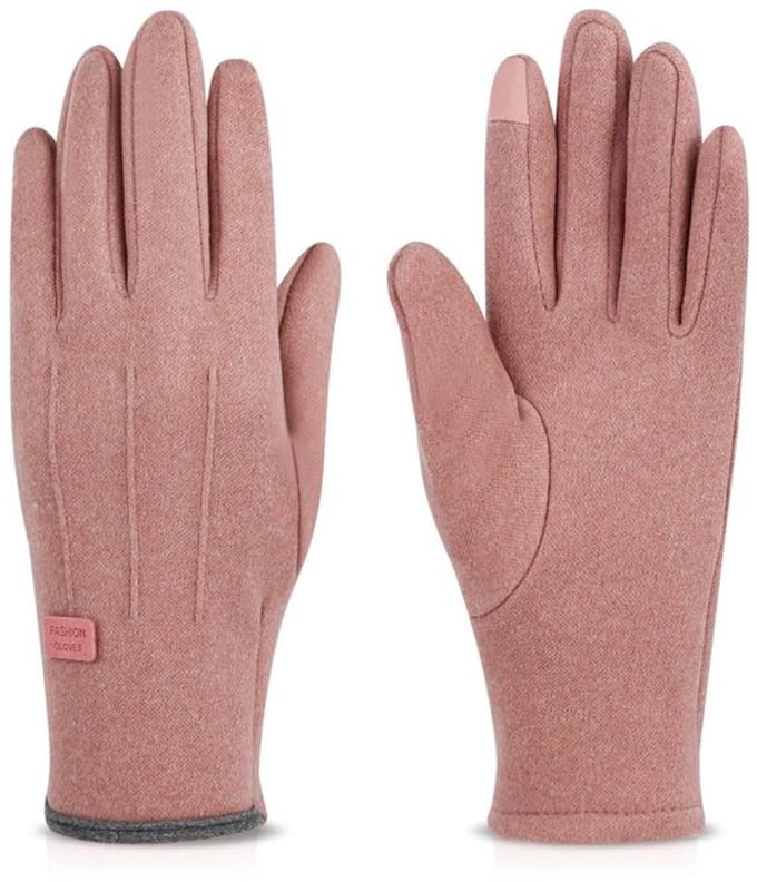Winterhandschoenen Dubbellaags Warmte - Touchscreen Handschoenen - Waterdicht - Polyester - Roze/Grijs - 22,5 x 8,5 cm