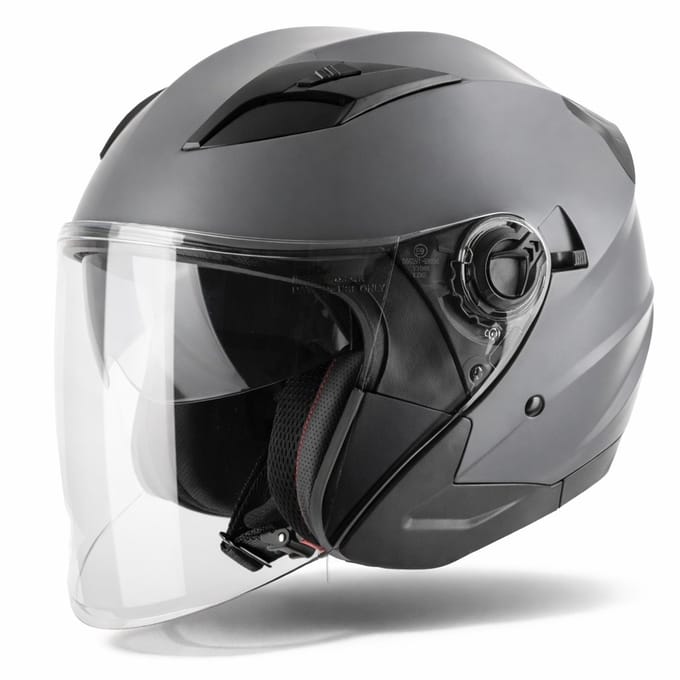 VINZ Calobra Scooterhelm / Motorhelm met Zonnevizier - Jethelm - ECE 22.06 goedgekeurd - Mat Titanium Grijs - L