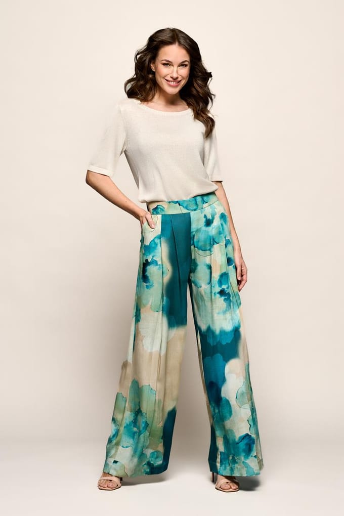 Corby Print Broek Blauw