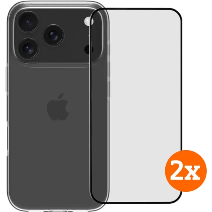 BlueBuilt Back Cover iPhone 17 Pro Transparant + Screenprotector Glas Duo Pack