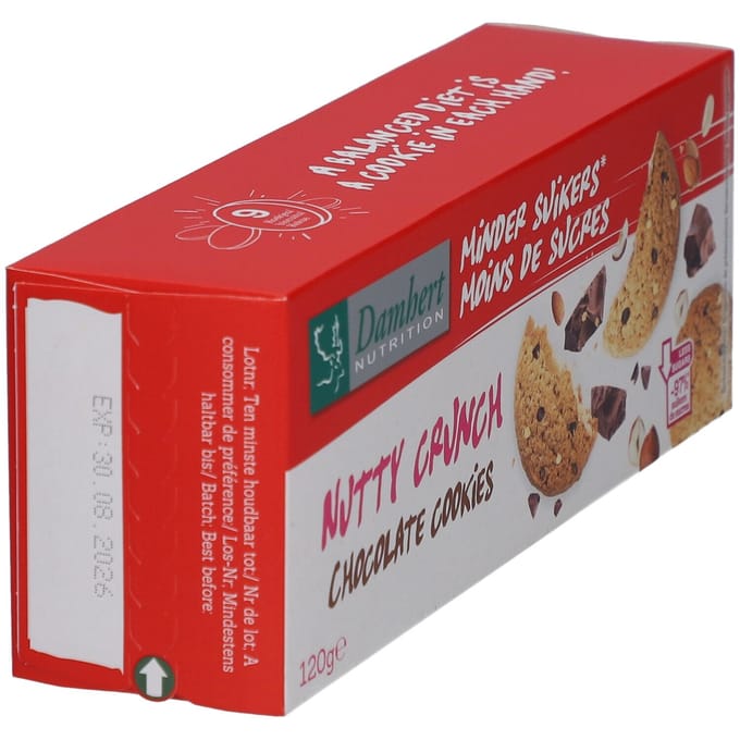 Damhert Minder suikers Nutty Crunch Chocolate Cookies 120 Koekjes