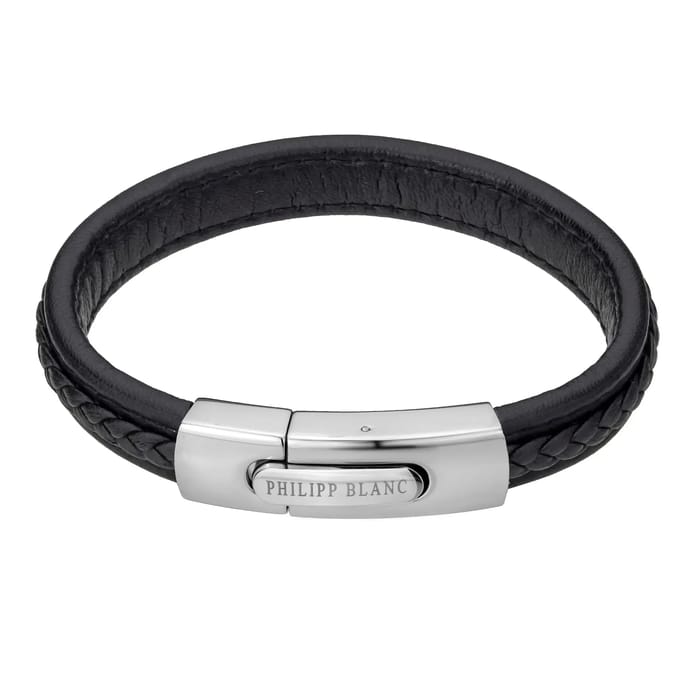Echt leer en roestvrij stalen armband Philipp Blanc Henry