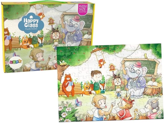 Puzzel van 100 stukjes Dierenschool - Puzzel van 100 stukjes