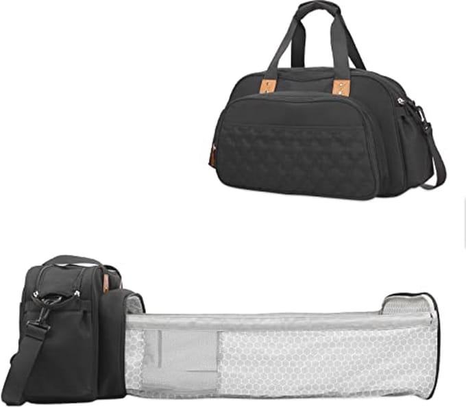 Convertible Baby Changing Bag with Foldable Crib and Waterproof Design