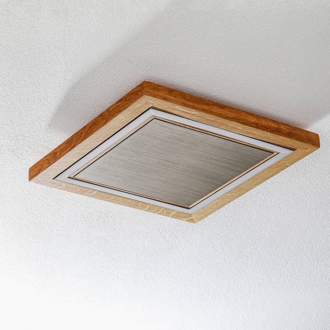 HerzBlut Otto O plafondlamp vierkant eiken geolied