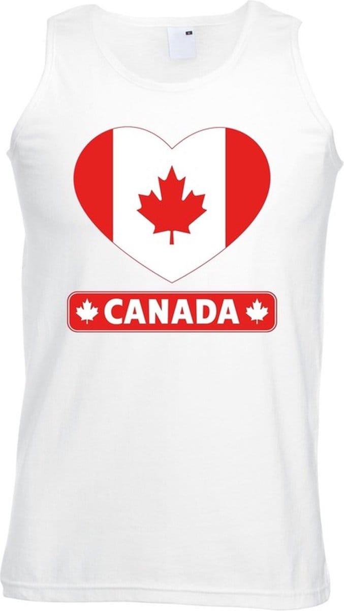 Canada singlet shirt/ tanktop met Canadese vlag in hart wit heren M