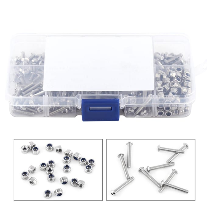 280 stuks M3 Roestvrij Staal SS304 Zeskant Socket Knopkop Schroeven en Borgmoeren Assortimentsset