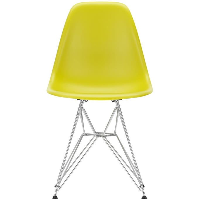 Vitra - DSR Eames Plastic Sidechair - verchroomd - mosterd RE - geel