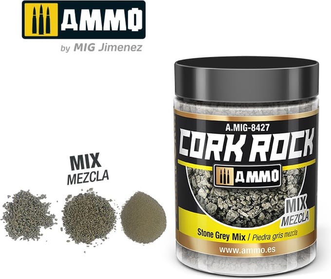 AMMO by Mig Jimenez Modelbouwdecoratie - MIG 8427 Cork Rock Stone Grey - Mix - Terraform - 100ml Effecten potje