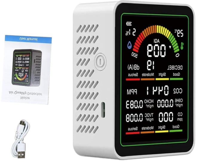 Luchtkwaliteit Monitor - CO2 Meter TVOC Sensor - Gezondheid Bewaken - Multi-Tracking Sensor - 14.1 x 9.8 x 4.8 cm