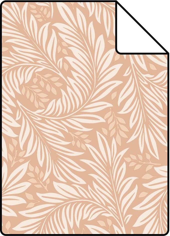 Proefstaal ESTAhome behang bladeren licht terracotta - 26.5 x 21 cm - 131141-S