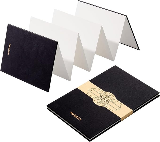 Draagbaar Aquarelpapier Schetsboek op Leporello (Accordeon) - 300 g/m² Katoen