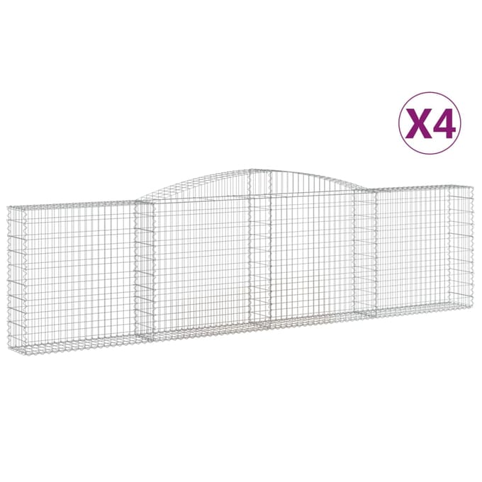 vidaXL - Schanskorven - 4 - st - gewelfd - 400x30x100/120 - cm - ijzer