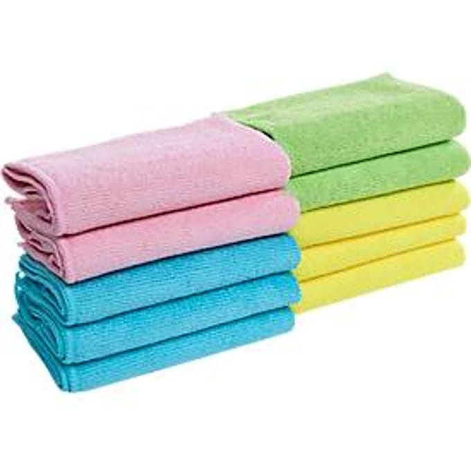 Microvezel multifunctionele doeken, met kleerhanger, 30 x 30 cm, 10 stuks, geassorteerde kleuren
