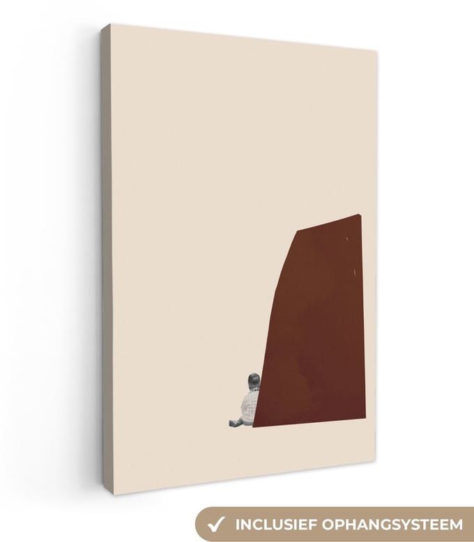Canvas - Abstract - Jongen - Pastel - Bruin - Abstracte - 20x30 cm - Schilderijen op canvas - Canvas schilderij