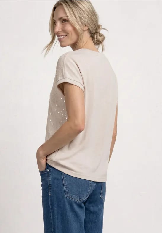 Shirt met ronde hals en pailletten