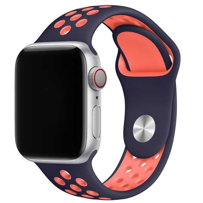 2+2 | Apple Watch Bandje - Dubbel - Siliconen - Blauw Zwart Mango