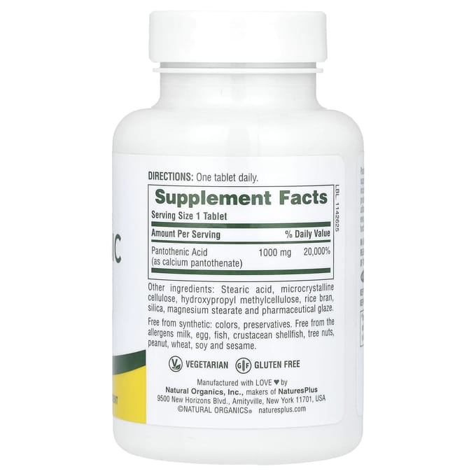 Pantotheenzuur, 1.000 mg, 60 tabletten