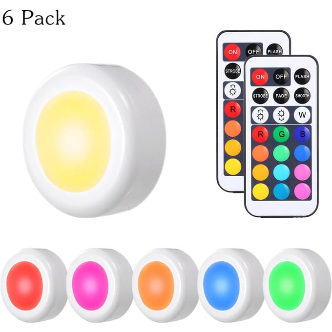 Tomshine DC5V 0,25W RGB LED Kastlamp Puck Lamp 3 * AAA Batterij Aangedreven Werking 6 Pakken white