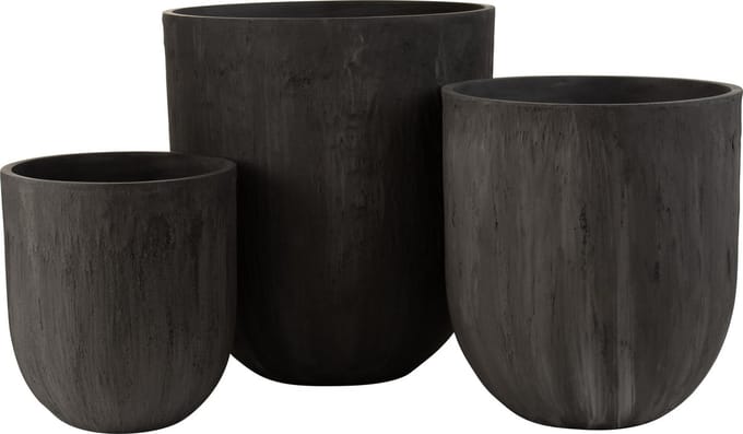 J-Line vaas Rond - keramiek - zwart - 3 stuks - Ø 55 cm