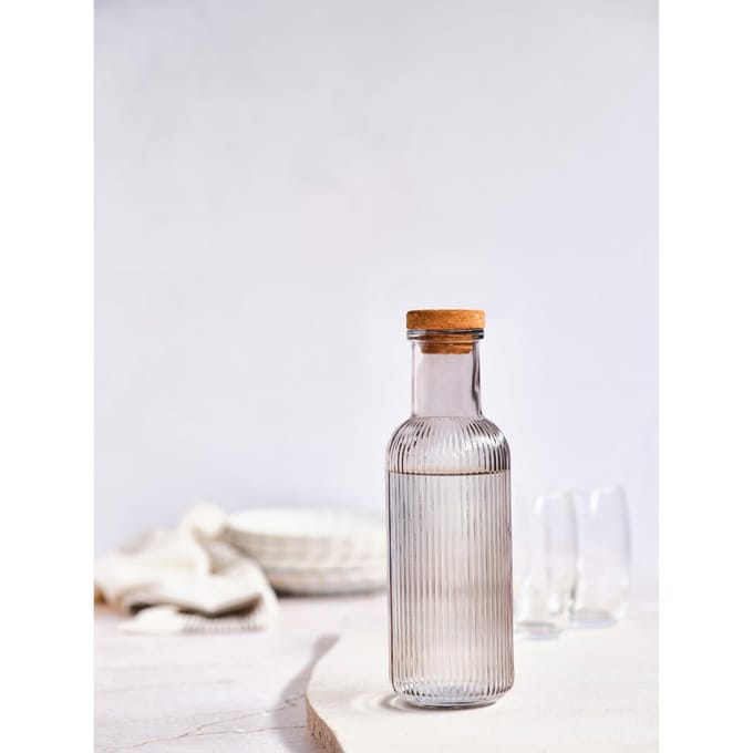 Cosy & Trendy Karaf Raya Grijs 1 Liter Glas - Luchtdichte Kurkstop - Italiaans Design