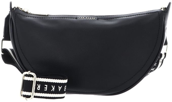 Ted Baker Leren schoudertas Lorreen Webbing Leather Half Moon Crossbody Bag Black zwart