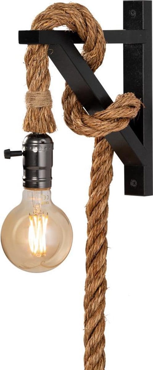 Wandlamp met touw - zwart - touwlamp voor binnen