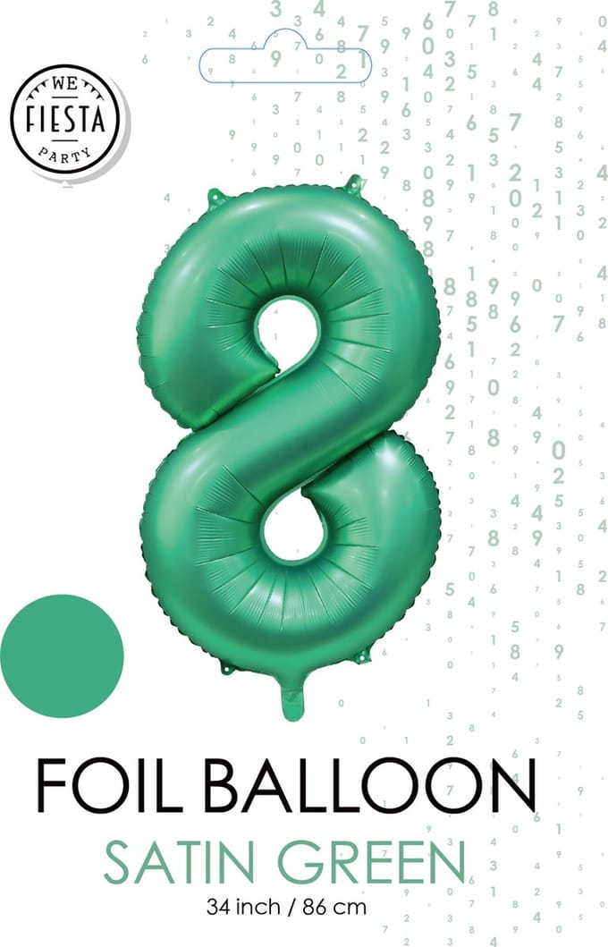 folieballon cijfer 8 mat groen metallic