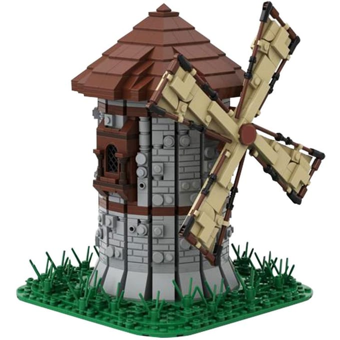 Gobricks MOC Middeleeuwse Windmolen Bakstenen Stad Stad Retro Huis Straatbeeld Bouwstenen Set Speelgoed Ideaal Voor Kinderen Cadeaus black