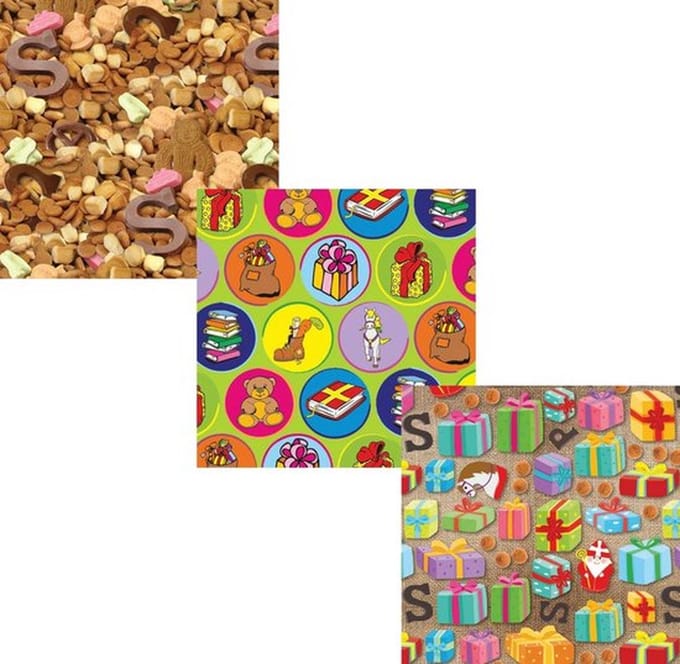 Assortiment sinterklaaspapier inpakpapier cadeaupapier - 200 x 70 cm - 6 stuks