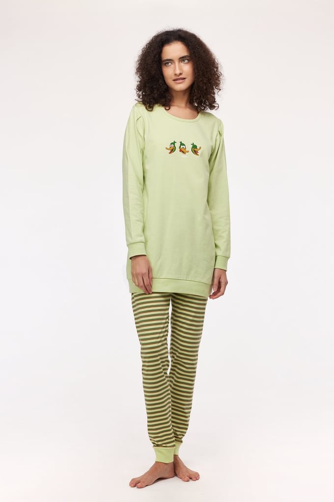 Woody pyjama meisjes - eend - lichtgroen - 242-10-POP-S/705 - maat 164