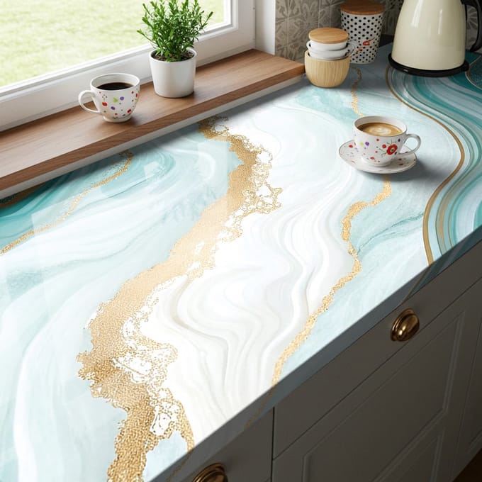Waterdichte zelfklevende rol - Afwasbare werkbladsticker - SUMBA EPOXY - 60x200cm