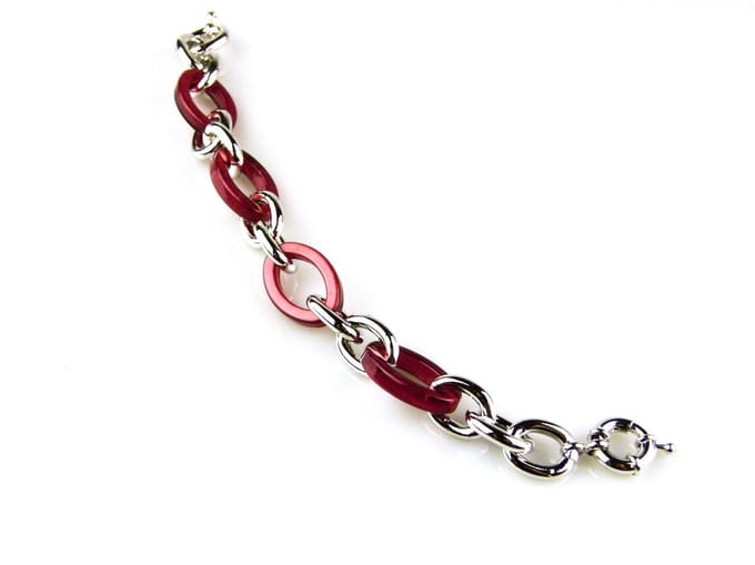 model Marilyn Monroe armband in brons zilverkleurige schakels  met roze resin